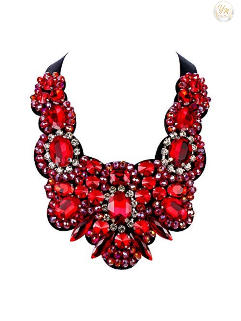 Chunky Rhinestone Crystal Bib Collar Necklace Pave Setting Holiday Party Jewelry